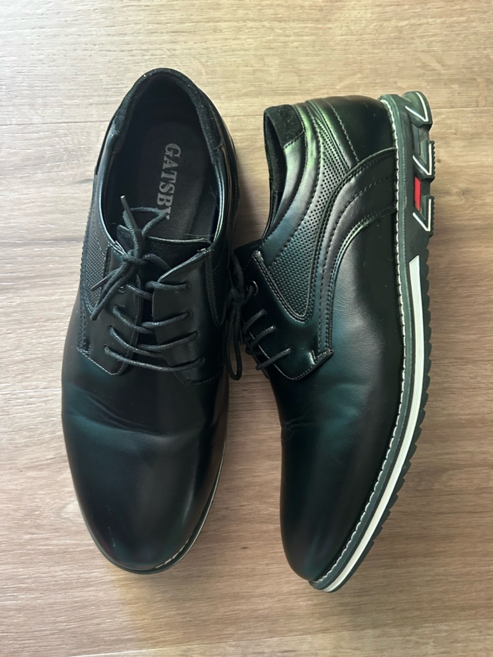 Gatsby Black Leather Lace-Up Derby Shoes for Men